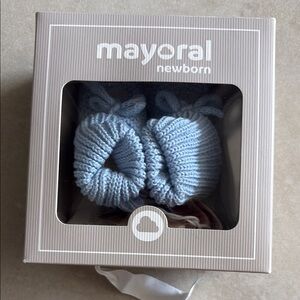 Mayoral Newborn Blue Knit Booties